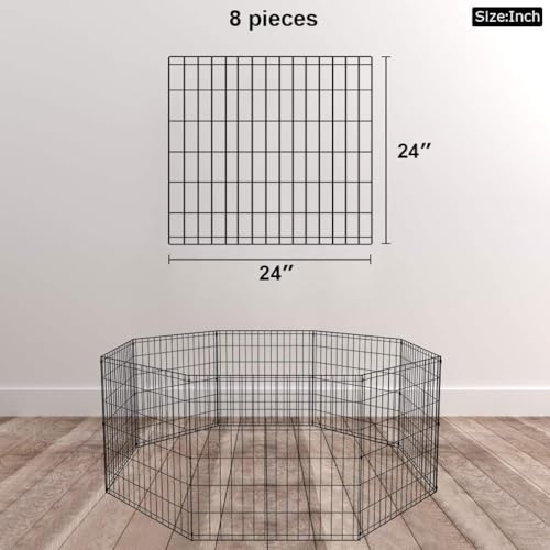 BestPet | Foldable Dog Playpen | 24 Inch, 8 Panels | Metal Pet Exercise Pen | Indoor Outdoor Portable Dog Fence with Door | Removable, Rust-Resistant Secure Pet Kennel | Easy to Assemble