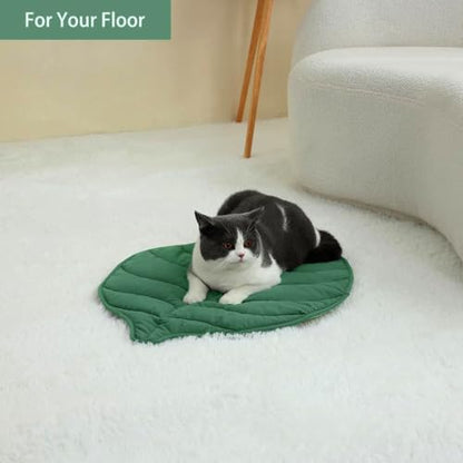 Letalong 30 X 20 Inch Leaf Shaped Cotton Cat Bed Pad, Warming Cat Mat, Pet Warming Pad for Cats, Warmer Mat for Feral and Indoor Cats, 2025 Enlarged and Thickened Leaf Beds - color: Green-02