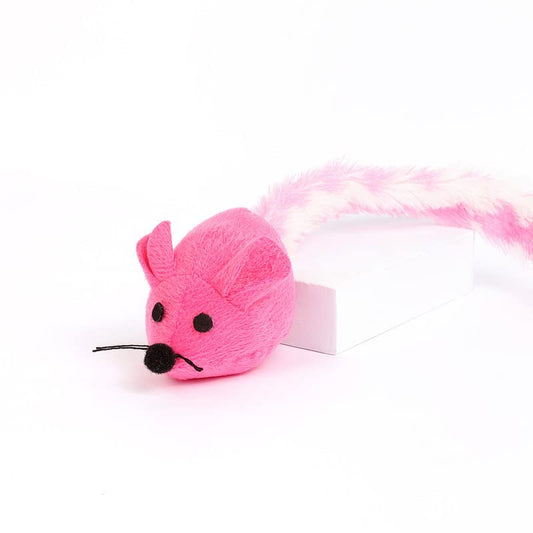 Catnip Mouse Toy, Long Tail Plush Mice for Cats, Interactive Hunting Toy for Indoor Cats, Colorful Soft Cat Toy with Catnip Inside (Pink) - color: Pink
