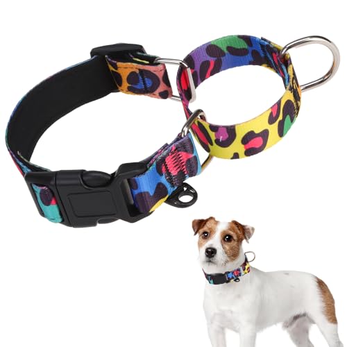 KOOLTAIL Martingale Collar for Dogs for Small Medium Large Dogs, Soft Padded Nylon No Pull Dog Collar with Buckle, Adjustable No Slip Heavy Duty Durable Puppy Training Collar for Boys Girls, M - color: Leopard, size: Medium