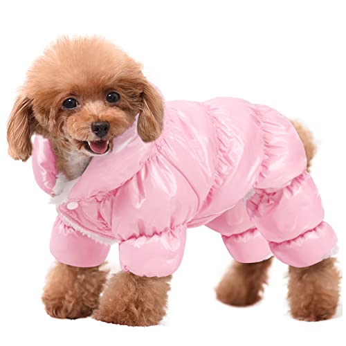 AOFITEE Dog Coat, Dog Winter Jacket, Fullbody Dogs Winter Coat Snowsuit, Waterproof Pet Puffer Jacket Snow Suit with Legs, Pet Fleece Vest, Cold Weather Coats for Small Dogs, Pink L - color: Pink, size: Large