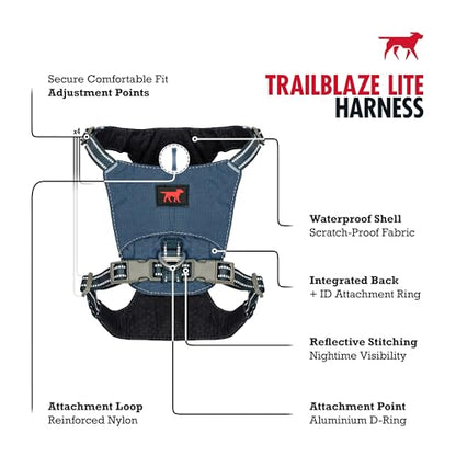 Tuff Pupper All-Day Wear Dog Harness | for Walking, Trail Running, Hiking | Front & Back Leash Clips | Reflective Trim | Easy On/Off Buckles | Lightweight Breathable | No Pull Design (Small, Blue) - color: Twilight Blue, size: Small