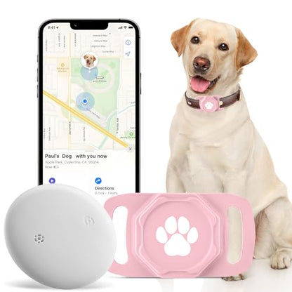 Smart Pet Tracker for Collar - Dog Trackers Pet Location Tracker with Holder, No Monthly Fee, Anti-Lost Tracking Device for Pets, Luggage, Bag Straps, Compatible with Google Android Only(Not for iOS) - color: Pink