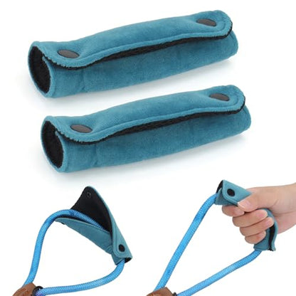 2PCS Dog Leash Grip Handle Sleeve - Leash Wrap - Soft Velvet & Polyester Mesh Ensure Comfortable Grip - Dog Leashes/Box/Bag Handle Cover Protection Pads(Blue) - color: Blue
