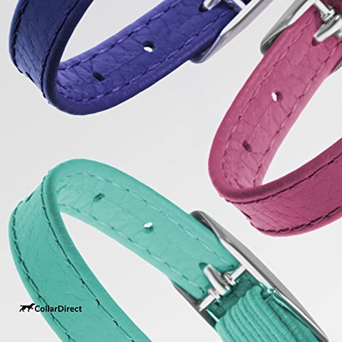 CollarDirect Leather Cat Collar with Removable Bell – Safety Elastic Strap (Breakaway Alternative) – Kitten Collar for Small & Big Boy & Girl Cats - color: Navy Blue, size: Neck Fit 6"-7"