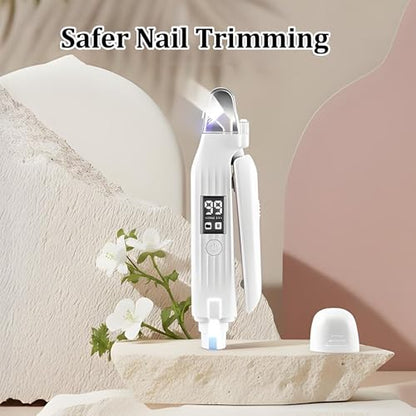 2 in 1 Dog Nail Trimmers & Clippers with LED Lights & Display,Splash Guard,Multiple Grinding Methods, Ultra-Quiet,USB Rechargeable, for Small, Medium, and Large Cats & Dogs - color: White-03