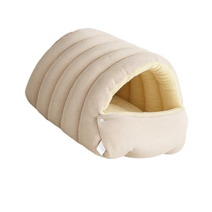 Washable Enclosed Cats House with Removable Cover Soft Plush Bed for Stress Relief Antislip Base Indoor Pet Furniture