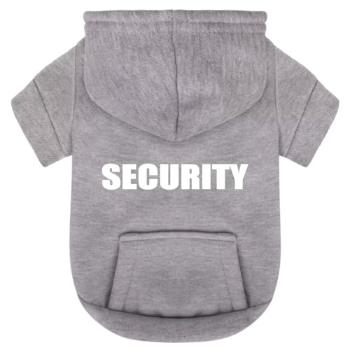 Paiaite Hemp Grey Chihuahua Dog Hoodie: Warm and Stylish with a 'Security' Printed Sweatshirt, Cold Weather Pet Clothes, and Sweater Coat All in One - Perfect for Winter and Cool Summer Nights! XS - color: Hemp Grey, size: XS-(1.7~3lb) | Chest(~13.7")