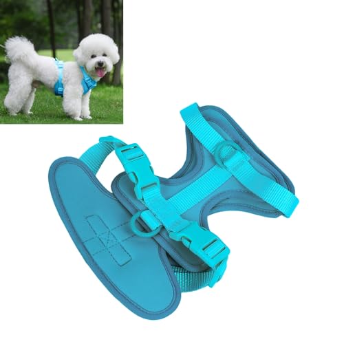 Adjustable Soft Breathable Escape Proof Dog Vest Harness, Pet Chest Harness for Small Dogs and Puppies, Bright Color Safety Design with Dual D Rings for Walking and (S) - color: Blue