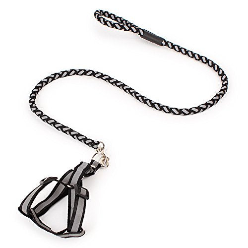 Dog Leash Reflective Glow in the Dark Durable Lightweight Rope for Night Walking and Outdoor Safety - color: Black