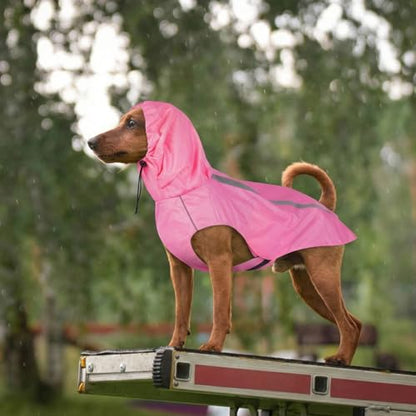 Dog Raincoat with Reflective Strip Hoodie, Waterproof Dog Raincoats, Adjustable Lightweight Hooded Poncho Dog Rain Jacket, Snowproof Windproof Clothes, Dog Raincoat for Large Dogs - color: Pink, size: XXL