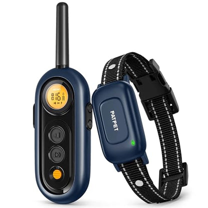 PATPET Dog Training Collar with Remote -2000Ft IPX7 Waterproof Dog Shock Collar, 4 Modes (Beep/Vibration/Shock 0-16 Levels/Keypad Lock) Rechargeable Electric Dog Collar for Small Medium Dogs 10-100lbs - color: Blue