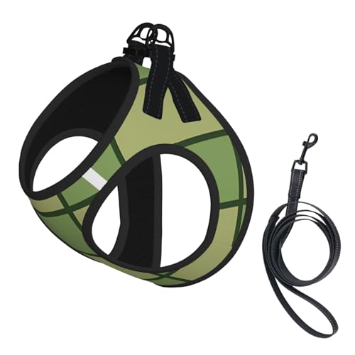 Green Checkerboard Pattern Dog Harness and Leash Set, No Pull Reflective Adjustable Soft Mesh Padded Pet Vest with Safety Buckle for Small Medium Dogs and Cats Small - color: Green Checkerboard Pattern, size: Small