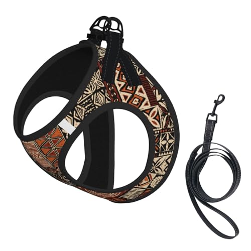 Hawaiian Style Tapa Tribal Dog Harness and Leash Set, No Pull Reflective Adjustable Soft Mesh Padded Pet Vest with Safety Buckle for Small Medium Dogs and Cats Small - color: Hawaiian Style Tapa Tribal, size: Small