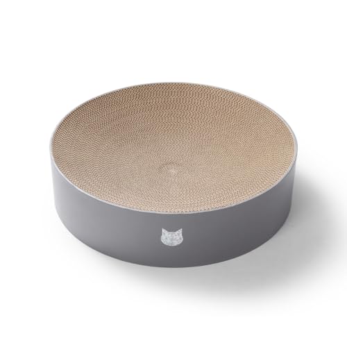 Necoichi Cat Scratcher Bowl for Indoor Cats - Cat Scratching Lounger with Reversible Usability and Extra Comfort for Lounge, Cardboard Bed Couch / (XL, Hologram Gray) - color: Gray, size: Large