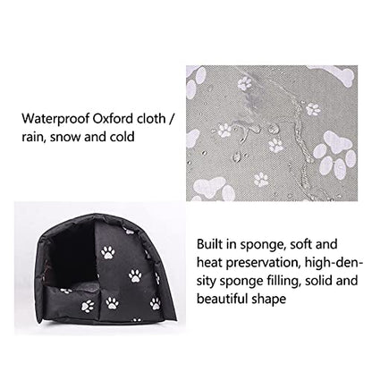 Outdoor Cat House Weatherproof, Thicken Warm Foldable Feral Cat Shelter with Windproof Loop, Winter Pet Cave Tent Bed for Outside Cats & Small Dogs (Black, 18''x16''x14'')