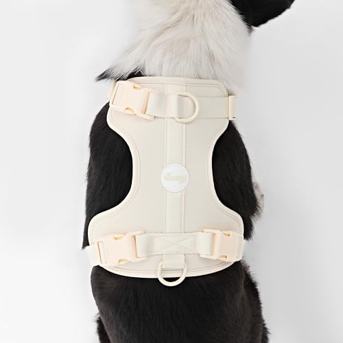 HNS1003L Arlo Large Adjustable Soft Padded No Pull Pet Harness with 3 Buckles and 3 Leash Clips, Bailey - color: Almond, size: Large (Chest: 24 - 37")