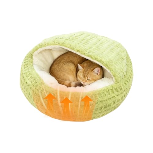 Hooded Calming Cat Cave - Hooded Kitten Bed, Cat Tent for Home Bedroom Balcony, Pet Bed with Thick Padding, Pet Sleeping House, Cave Cushion for Indoor Shelter Living Room Apartment - color: Green