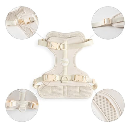 HNS1002L Arlo Medium Adjustable Soft Padded No Pull Pet Harness with 3 Buckles and 3 Leash Clips, Bailey - color: Almond, size: Medium (Chest: 18 - 28")