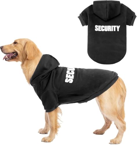 BINGPET Security Dog Hoodies Puppy Sweater Cold Weather Dog Coats Soft Brushed Fleece Pet Clothes Hooded Sweatshirt for Dog Cat - color: #1 Black(Security), size: X-large/Xx-large (All Breed Sizes)