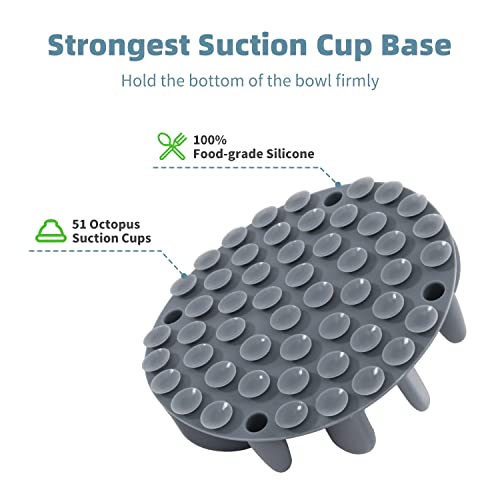 Jaoul Slow Feeder Dog Bowls Insert, Puzzle Slow Feeder Insert with 51 Octopus Suction Cups for Medium Large Size Dog Food Bowl Over 6.5" Wide (Grey) - color: Grey, size: Large(5.5 inch)
