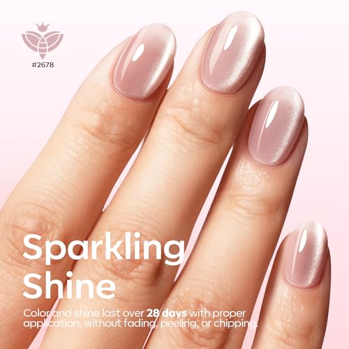 modelones Cat Eye Gel Nail Polish, 6 Colors Nude Gel Polish Pink Glitter Brown with Magnet Sparkle Galaxy Series Nail Polish Kit Soak Off Led Nail Art Manicure Salon DIY Gifts - color: A-0 Nude Pink Honey