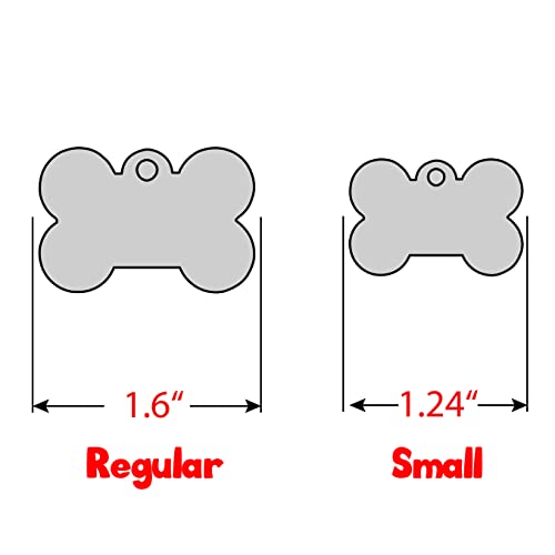 Personalized Dog Tag with 5 Lines of Custom Deep Engraved Durable Stainless Steel Pet ID Name Tag Designer Small Size Bone - size: Small, style: Bone