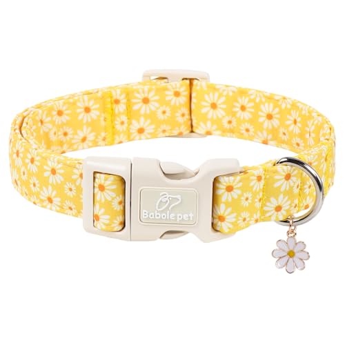 Yellow Daisy Dog Collar Cute Summer Dog Collars for Puppy Small Dogs - Lightweight Adjustable Girly Floral Female Dogs Everyday Collar with Safety Buckle XS - color: Yellow Daisy, size: XS