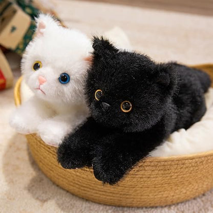PEACH CAT Cat Stuffed Animal 12" Realistic Kitten Plushies Soft Plush Toys Gifts for Kids Black - style: 12" Black Cat