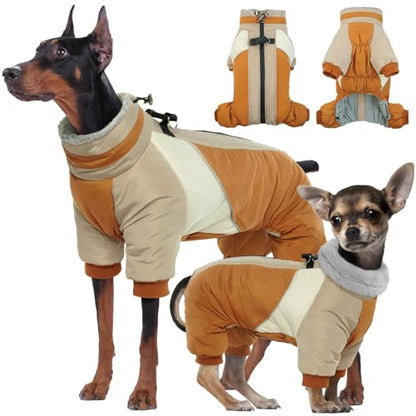 Kuoser Fullbody Dog Coat - Medium Dogs, Warm Winter Coat with Built-in Harness, Reflective, Brown L - color: Brown, size: L (PRIORITIZE BACK LENGTH: 16.9'')