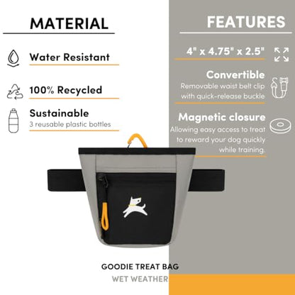 OllyDog Goodie Treat Bag, Dog Treat Pouch, Waist Belt Clip for Hands-Free Training, Magnetic Closure, Dog Training and Behavior Aids, Three Ways to Wear (Wet Weather) - color: Wet Weather