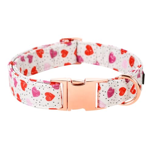 Lionet Paws Valentine Dog Collar, Heavy-Duty Cute Pink Heart Pattern Collar with Metal Buckle Pet for Puppy and Cats, X Small, Neck 8-12 inches - color: Hearts, size: X-Small (Pack of 1)
