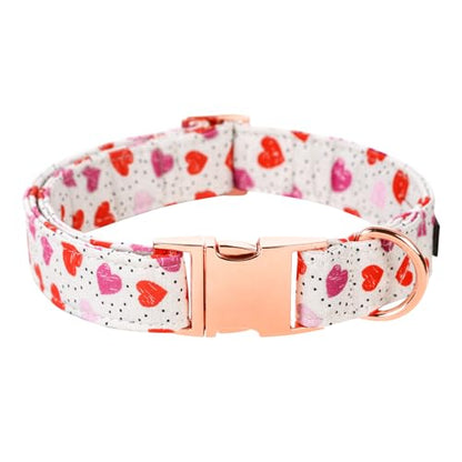 Lionet Paws Valentine Dog Collar, Heavy-Duty Cute Pink Heart Pattern Collar with Metal Buckle Pet for Puppy and Cats, X Small, Neck 8-12 inches - color: Hearts, size: X-Small (Pack of 1)