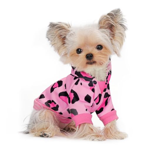 Cozy Pink Leopard Dog Hoodie – Cute and Warm Winter Sweatshirt with Hood, Soft Pet Coat for Small, Medium, and Large Dogs, Stylish and Comfortable Outfit for Cold Weather Walks.Pink L - color: Pink, size: L-(12~15lb) | Chest(~19.5")