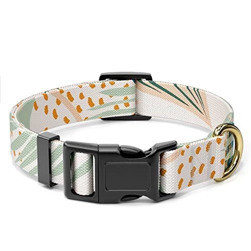 Rnivvi Dog Collar for Large Dogs, Cute Boho Heavy Duty Adjustable Puppy Collar with Quick Release Buckle for Girl & Female, Pet Accessories for Walking Running, L Length 1" Width, Tropical Leaves - color: Boho Tropical Leaves, size: L (Neck 16-24", Width