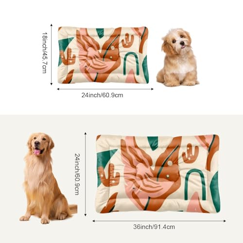 Red Modern Botanical Outdoor Pet Bed Dog Mats for Crates Dog Pad for Crate Pillow Crate Washable Non-Slip Washable Bed Kennel Mattress Furniture Indoor Outdoor 36X24 Inch - size: 36 × 24 inch