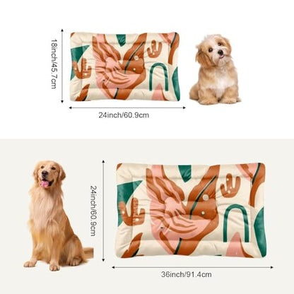 Red Modern Botanical Outdoor Pet Bed Dog Mats for Crates Dog Pad for Crate Pillow Crate Washable Non-Slip Washable Bed Kennel Mattress Furniture Indoor Outdoor 36X24 Inch - size: 36 × 24 inch