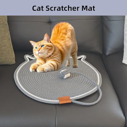 Cat Scratcher Mat, Natural Cotton Rope Cat Scratching Pad, 16.9'' Round Cat Wall & Floor Scratch Pad, Durable Double - Sided Cat Scratcher, Furniture Protector for Wall, Sofa, Couch, Carpet, Dark Grey - color: Dark Grey