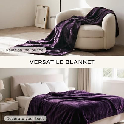 gogobunny Waterproof Bed Blanket, Reversible Sherpa Fleece Throw Blanket for Dog Puppy Cat, Furniture Cover Protects Bed Couch Sofa from Liquid Pee and Pet Fur (Dark Purple, 50x60 inches) - color: Dark Purple, size: 50x60 inches