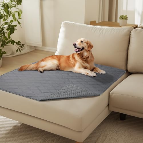 Luciphia 100% Waterproof Couch Cover Blanket for Dogs Anti-Slip Pet Couch Protector Sofa Mat Puppy Cat with Non-Slip Bottom, Light Grey, 40x50 Inch - color: Light Grey, size: 40" x50"