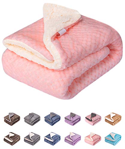 DW Plush Fleece Receiving Blanket for Dog, Cat, Pet - Warm & Soft, Couch, Sofa, Travel & Outdoor, Camping (24" x 32"), Baby Pink - color: Dw-baby Pink, size: Blanket (24" x 32")