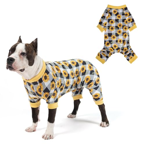 SCENEREAL Dog Sun Shirt UV Protection Cooling Vest, Quick-Dry Breathable Summer Clothes Jumpsuit Lightweight Pet Pajamas Outdoor Dirt-Resistant Shedding Control Onesie for Small Medium Large Dogs - color: Black Daisy, size: L