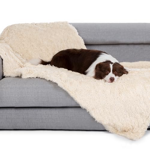 gogobunny Waterproof Dog Blanket for Couch & Furniture Protection - Super Soft Reversible Throw for Large Dogs & Cats, Calming Washable Fur & Sherpa Pet Blanket(33x77 Inch, Beige) - color: Beige, size: 33x77 Inch (Pack of 1)