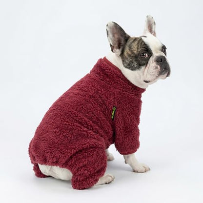 Fitwarm Fuzzy Fleece Dog Christmas Pajamas, Dog Winter Clothes for Small Dogs Girl Boy, Velvet Dog Onesie, Pet Jumpsuit, Doggy Apparel, Maroon, Small - color: Maroon, size: Small