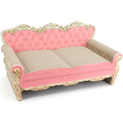 Cardboard Cat Scratcher Bed - Couch Shaped Cat Scratching Board, Cute Lounge Bed Scratching Pad for Indoor Cats Resting Playing - color: Pink