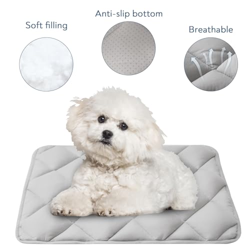 Magik & Kover Dog Crate Pad 2 Pack, Soft Dog Crate Mat with Anti-Slip Bottom, Machine Washable Kennel Pad, Fits 24 Inch, Grey - size: 24 x 18 Inch