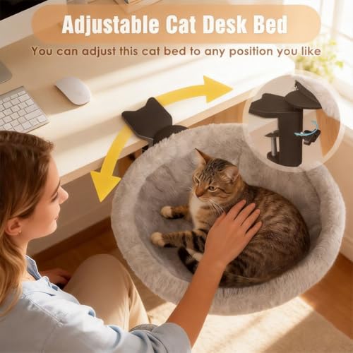 Cat Desk Bed Attachment, Gray Breathable Mesh Fabric Replacement Set, Machine Washable, Fabric Only, Clamp Not Included, Perfect for Summer - color: +Gray