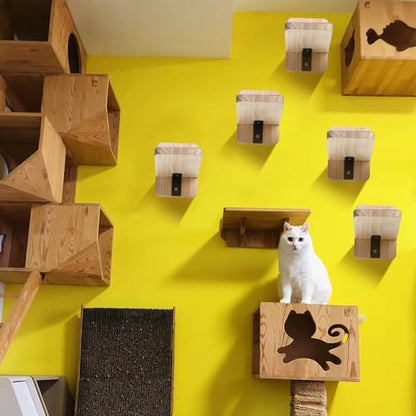 CroBlissful 8 Pack Cat Wall Steps Climbing Shelf Wall Mounted Cat Stairs Scratcher Pad for Cats Perch Platform Supplies