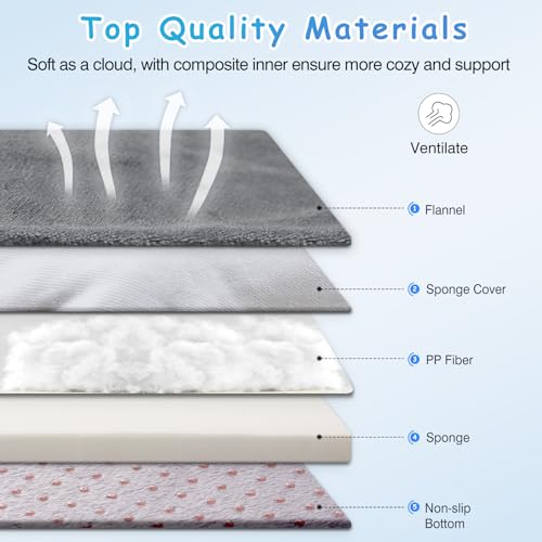 Super Soft Medium Dog Bed, 32 Inches Orthopedic Foam Pet Beds with Anti Slip Bottom, Dog Sleeping Mattress with Removable and Washable Cover, Grey M,32'' X 24'' X 3'' - color: Grey, size: 32.0"L x 24.0"W x 3.0"Th