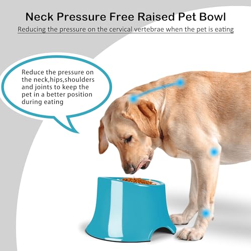 Tilted Elevated Dog Bowls Non-Slip & Non-Spill Pet Feeder with Elevated Detachable Melamine Stand, High Capacity Tilted Dog Bowl for Medium Small Size Dogs M/2 Cup Grass Blue - color: Grass Blue, size: M/2 Cup